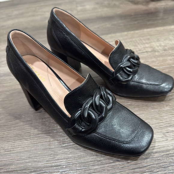 COLE HAAN
Chrystie Square Toe Chain Leather Loafer Pumps size 8.5 B - Picture 3 of 8